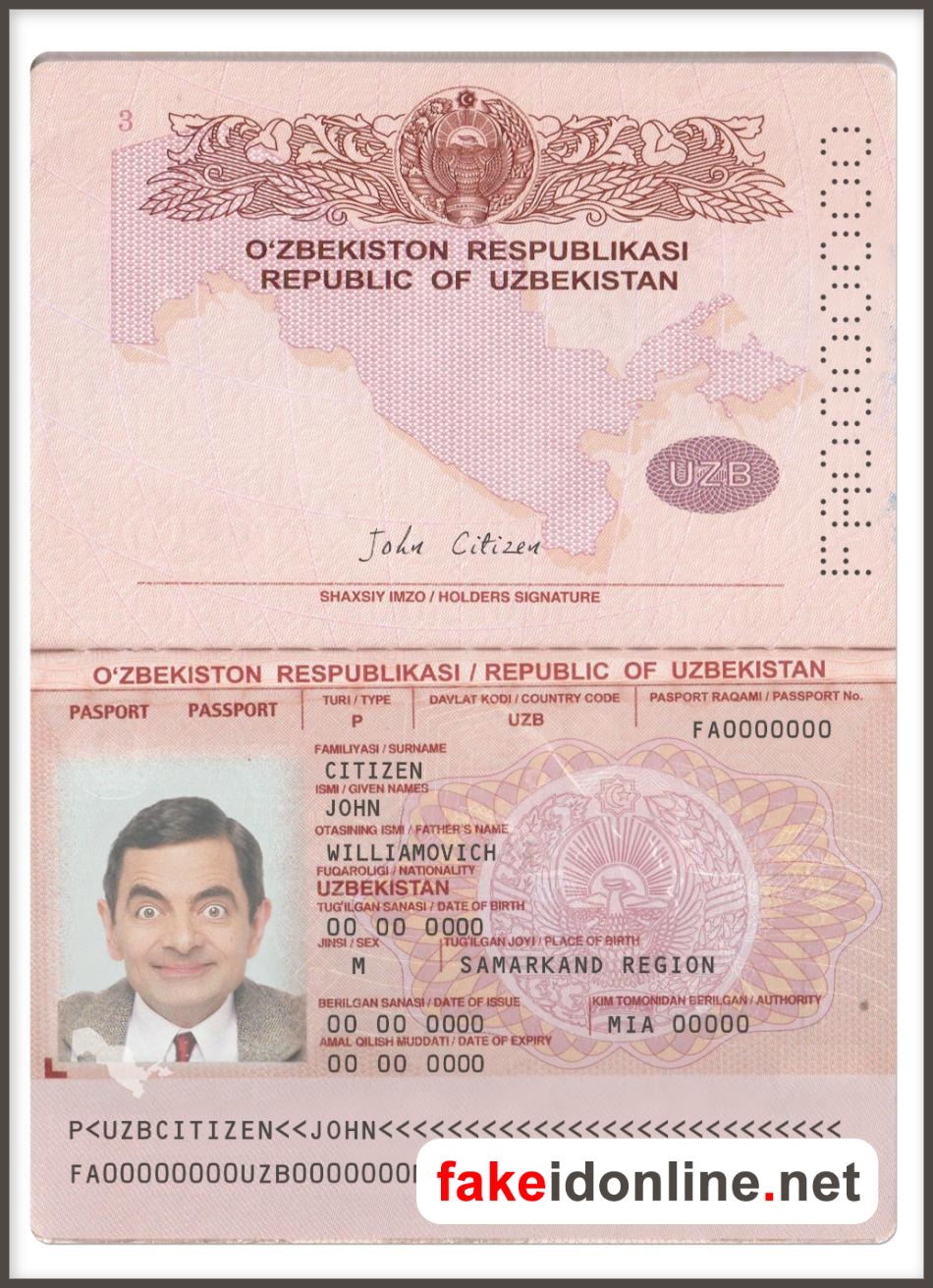 Uzbekistan Passport PSD Template